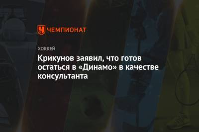 Владимир Крикунов - Крикунов заявил, что готов остаться в «Динамо» в качестве консультанта - championat.com