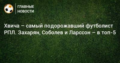 Александр Соболев - Константин Тюкавин - Ларссон Джордан - Арсен Захарян - Хвича – самый подорожавший футболист РПЛ. Захарян, Соболев и Ларссон – в топ-5 - bombardir.ru