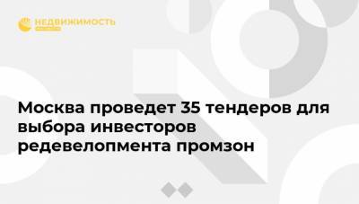 Владимир Ефимов - Москва проведет 35 тендеров для выбора инвесторов редевелопмента промзон - realty.ria.ru - Москва