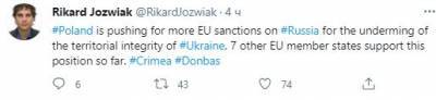 Рикард Джозвяк - В ЕС могут «ударить» новыми санкциями по России - narodna-pravda.ua - Киев