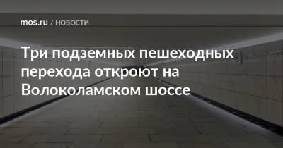 Рафик Загрутдинов - Три подземных пешеходных перехода откроют на Волоколамском шоссе - mos.ru - Москва - Строительство