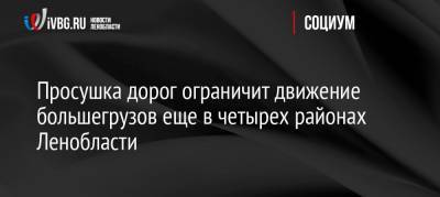 Просушка дорог ограничит движение большегрузов еще в четырех районах Ленобласти - ivbg.ru - Ленинградская обл. - Бокситогорск