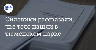 Силовики рассказали, чье тело нашли в тюменском парке - ura.news - Тюмень - Тюменская обл.
