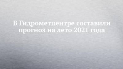 Гидрометцентр Роман Вильфанд - В Гидрометцентре составили прогноз на лето 2021 года - chelny-izvest.ru - Москва