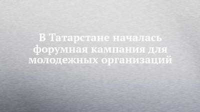 В Татарстане началась форумная кампания для молодежных организаций - chelny-izvest.ru - респ. Татарстан