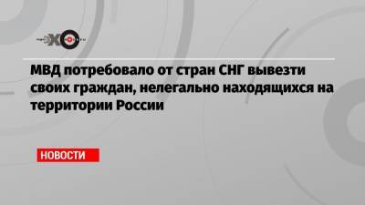 Александр Горовой - МВД потребовало от стран СНГ вывезти своих граждан, нелегально находящихся на территории России - echo.msk.ru