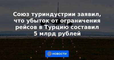 Союз туриндустрии заявил, что убыток от ограничения рейсов в Турцию составил 5 млрд рублей - news.mail.ru - Турция - Стамбул