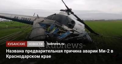 Названа предварительная причина аварии Ми-2 в Краснодарском крае - kubnews.ru - Краснодарский край - Краснодар - Новороссийск
