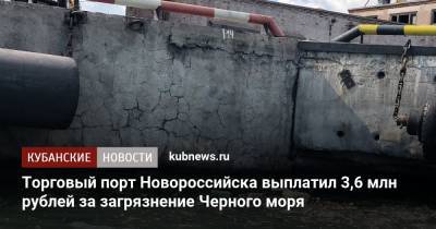 Торговый порт Новороссийска выплатил 3,6 млн рублей за загрязнение Черного моря - kubnews.ru - Краснодарский край - Новороссийск - Новороссийск - Черное Море