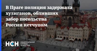Борис Немцов - Ян Данек - В Праге полиция задержала хулиганов, обливших забор посольства России кетчупом - nsn.fm - Чехия - Прага