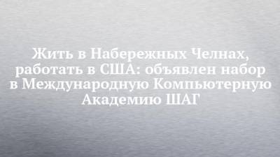 Жить в Набережных Челнах, работать в США: объявлен набор в Международную Компьютерную Академию ШАГ - chelny-izvest.ru - Набережные Челны - Липецк