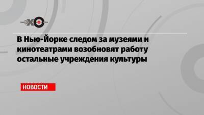 Эндрю Куомо - В Нью-Йорке следом за музеями и кинотеатрами возобновят работу остальные учреждения культуры - echo.msk.ru - Нью-Йорк - Нью-Йорк - шт. Нью-Йорк