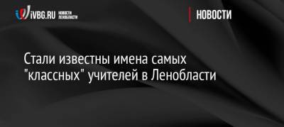 Стали известны имена самых «классных» учителей в Ленобласти - ivbg.ru - Ленинградская обл.