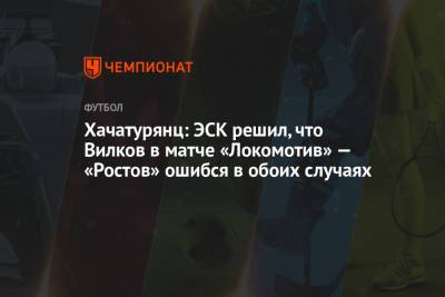Андрей Панков - Михаил Вилков - Ашот Хачатурянц - Хачатурянц: ЭСК решил, что Вилков в матче «Локомотив» — «Ростов» ошибся в обоих случаях - championat.com - Москва