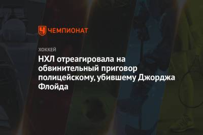 Джордж Флойд - Дерек Шовин - НХЛ отреагировала на обвинительный приговор полицейскому, убившему Джорджа Флойда - championat.com