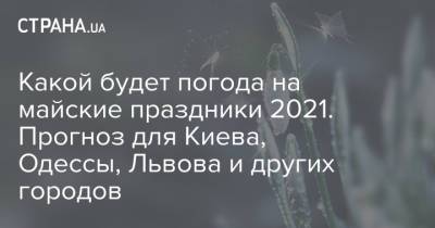 Какой будет погода на майские праздники 2021. Прогноз для Киева, Одессы, Львова и других городов - strana.ua - Киев - Львов - Одесса