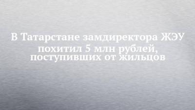 В Татарстане замдиректора ЖЭУ похитил 5 млн рублей, поступивших от жильцов - chelny-izvest.ru - респ. Татарстан