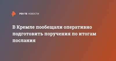 Владимир Путин - Дмитрий Песков - В Кремле пообещали оперативно подготовить поручения по итогам послания - ren.tv
