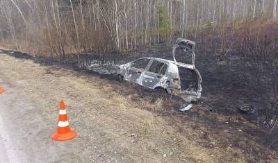 Около Тюмени легковушка въехала в автобус, загорелась и спалила десятки деревьев - nashgorod.ru - Тюмень