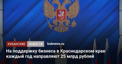 Владимир Путин - Вениамин Кондратьев - На поддержку бизнеса в Краснодарском крае каждый год направляют 25 млрд рублей - kubnews.ru - Краснодарский край
