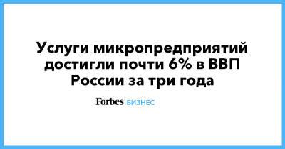 Услуги микропредприятий достигли почти 6% в ВВП России за три года - forbes.ru