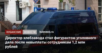 Директор хлебзавода стал фигурантом уголовного дела после невыплаты сотрудникам 1,2 млн рублей - kubnews.ru - Сочи - Краснодарский край - Следственный Комитет