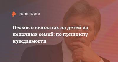 Владимир Путин - Дмитрий Песков - Песков о выплатах на детей из неполных семей: по принципу нуждаемости - ren.tv