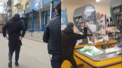 В Мариуполе мужчина топором разгромил супермаркет, защищая жену: видео 18+ - 24tv.ua - Киев - Мариуполь - Новости