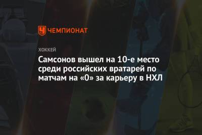 Илья Сорокин - Илья Самсонов - Игорь Шестеркин - Семен Варламов - Самсонов вышел на 10-е место среди российских вратарей по матчам на «0» за карьеру в НХЛ - championat.com - Вашингтон - Нью-Йорк - Нью-Йорк - Нассау