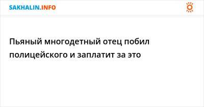 Пьяный многодетный отец побил полицейского и заплатит за это - sakhalin.info - Холмск