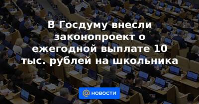 В Госдуму внесли законопроект о ежегодной выплате 10 тыс. рублей на школьника - news.mail.ru