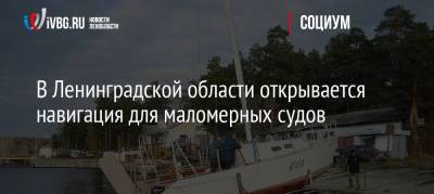 В Ленинградской области открывается навигация для маломерных судов - ivbg.ru - Ленинградская обл.