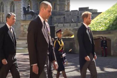принц Уильям - принцесса Диана - принц Филипп - Гарри - Эксперт по губам раскрыл, что принц Уильям сказал Гарри на похоронах Филиппа - mk.ru