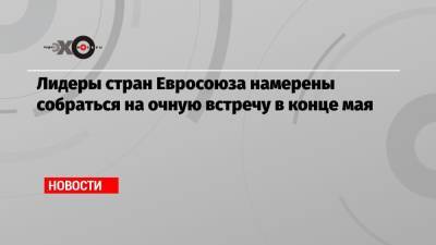 Лидеры стран Евросоюза намерены собраться на очную встречу в конце мая - echo.msk.ru - Москва - Брюссель - Прага