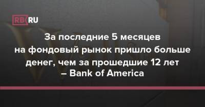 За последние 5 месяцев на фондовый рынок пришло больше денег, чем за прошедшие 12 лет – Bank of America - rb.ru