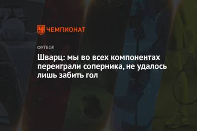 Сандро Шварц - Шварц: мы во всех компонентах переиграли соперника, не удалось лишь забить гол - championat.com - Москва