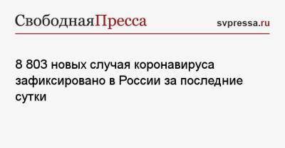 8 803 новых случая коронавируса зафиксировано в России за последние сутки - svpressa.ru - Москва - Санкт-Петербург - Московская обл. - Турция - Ростовская обл. - Самарская обл.