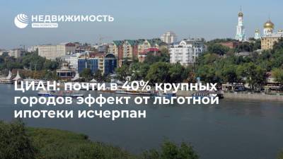 ЦИАН: почти в 40% крупных городов эффект от льготной ипотеки исчерпан - realty.ria.ru - Москва - Пермь - Барнаул - Ростов-На-Дону - Самара - Ярославль