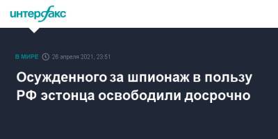 Осужденного за шпионаж в пользу РФ эстонца освободили досрочно - interfax.ru - Москва - Россия - Эстония