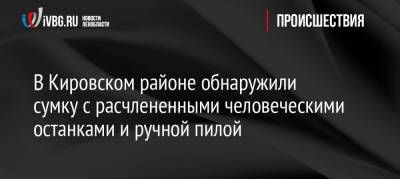 В Кировском районе обнаружили сумку с расчлененными человеческими останками и ручной пилой - ivbg.ru - Россия - Ленинградская обл. - р-н Кировский