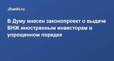 В Думу внесен законопроект о выдаче ВНЖ иностранным инвесторам в упрощенном порядке - smartmoney.one