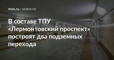 Сергей Кузнецов - Андрей Бочкарев - В составе ТПУ «Лермонтовский проспект» построят два подземных перехода - mos.ru - Москва