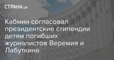 Кабмин согласовал президентские стипендии детям погибших журналистов Веремия и Лабуткина - strana.ua