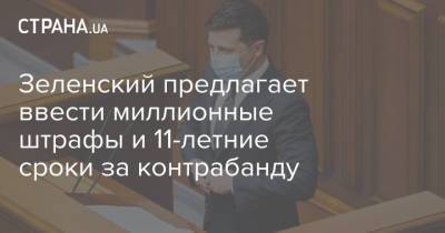 Владимир Зеленский - Зеленский предлагает ввести миллионные штрафы и 11-летние сроки за контрабанду - strana.ua