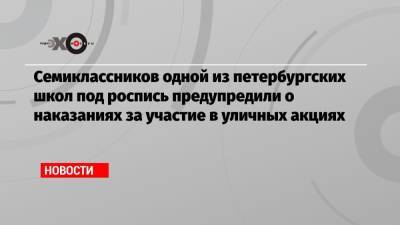 Семиклассников одной из петербургских школ под роспись предупредили о наказаниях за участие в уличных акциях - echo.msk.ru - р-н Выборгский