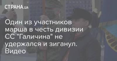 Один из участников марша в честь дивизии СС "Галичина" не удержался и зиганул. Видео - strana.ua - Киев