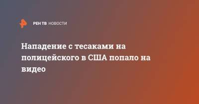 Нападение с тесаками на полицейского в США попало на видео - ren.tv - США