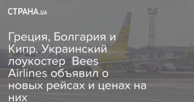 Украинский - Греция, Болгария и Кипр. Украинский лоукостер Bees Airlines объявил о новых рейсах и ценах на них - strana.ua - Киев - Болгария - Кипр - Греция