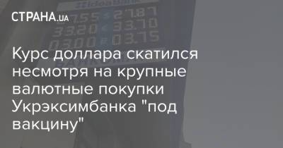 Курс доллара скатился несмотря на крупные валютные покупки Укрэксимбанка "под вакцину" - strana.ua - США