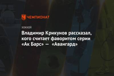 Владимир Крикунов - Владимир Крикунов рассказал, кого считает фаворитом серии «Ак Барс» — «Авангард» - championat.com - Москва - Санкт-Петербург - Казань - Омск